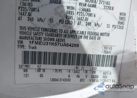 2007 Ford Explorer Sport Trac Xlt from USA, damaged, VIN 1FMEU31K57UA64299